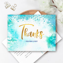 B'nai(ユダヤ教の)バル・ミツバー金ゴールドターコイズウォーターカラーサンキュー ポストカード