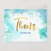 B'nai（ユダヤ教の）バル・ミツバー金ゴールドターコイズウォーターカラーサンキュー ポストカード (正面)