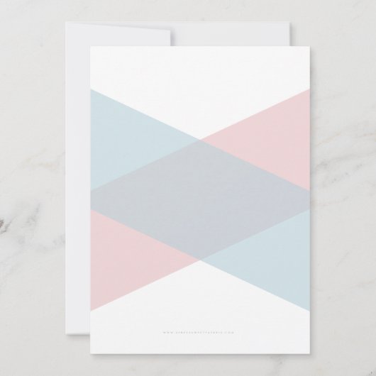B'NAI MITZVAH modern minimal script blue pink 招待状 (裏面)