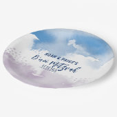 B'NEI（ユダヤ教の）バル・ミツバーシモダンール青水色 ペーパープレート (アングル)