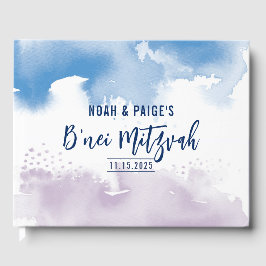 B'NEI（ユダヤ教の）バル・ミツバーモダントレンディー青水色 ゲストブック