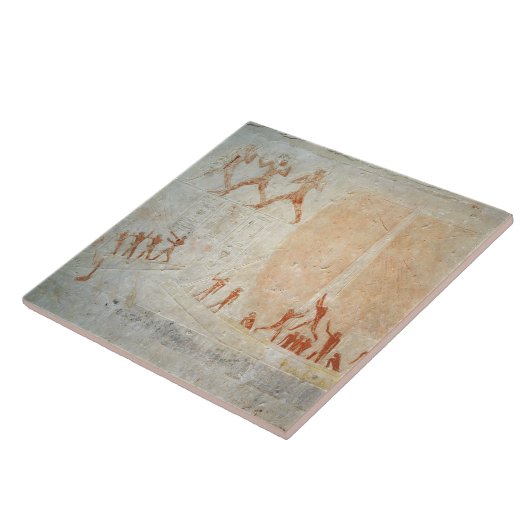 boを描写するAkhethotepのMastabaからのレリーフ、浮き彫り タイル (側面)