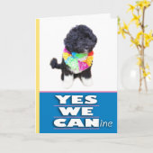 BOオバマのYES私達犬の挨拶状 カード (黄色い花)