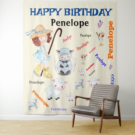 BO PEEP子供部屋RHYMEワードクラウド名コラージュ タペストリー (インサイチュ)