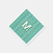Boa Ripple in Green + Aqua Personalized スタンダードカクテルナプキン (角)