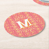 Boa Ripple in Pink + Orange Personalized ラウンドペーパーコースター (アングル)