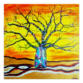 Boab金ゴールド-抽象芸術デザイコンテンポラリーナーアート ポスター