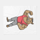 Boar Bodybuilder Bodybuilding Muscles フリースブランケット (正面(横))