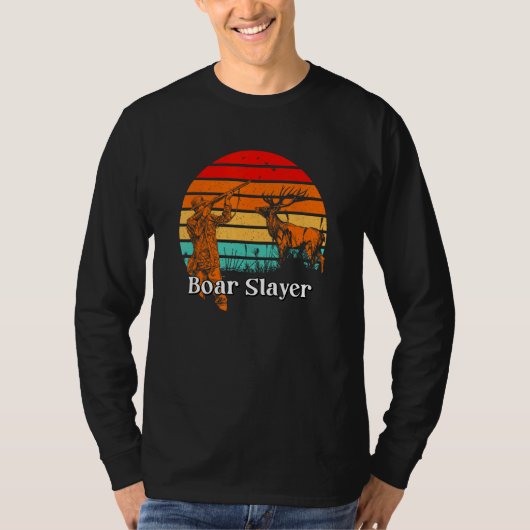 Boar Slayer Hunting Wild Pig Hunter Hog Boar Hobb Tシャツ (正面)