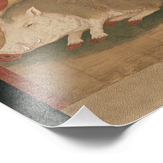 Boar Zodiac Sign Edo Period Painting Japan フォトプリント (角)