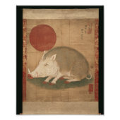 Boar Zodiac Sign Edo Period Painting Japan フォトプリント (正面)