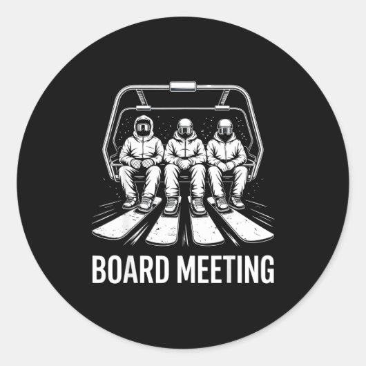 Board Meeting Snowboarders Skiing Enthusiasts Wint ラウンドシール (正面)