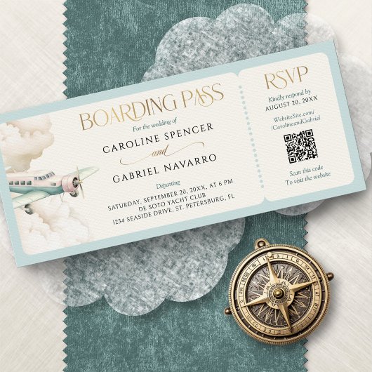Boarding Pass Airplane Wedding Invitation 招待状
