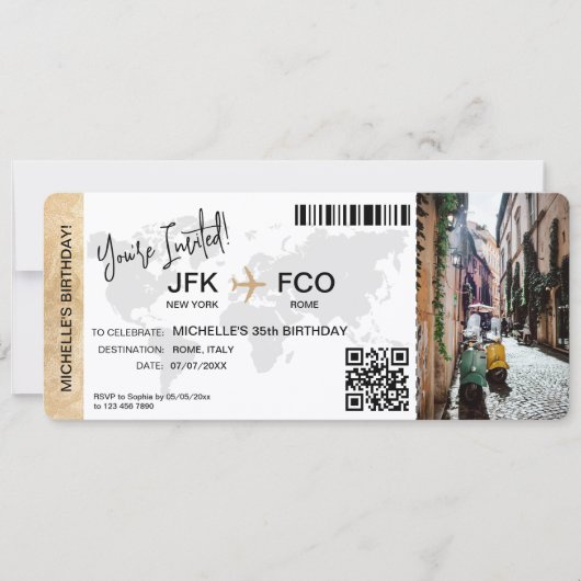 Boarding Pass Birthday Trip Plane Ticket 招待状 (正面)