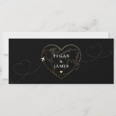 Boarding Pass Black Gold Wedding Save The Date 招待状 (裏面)