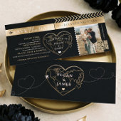 Boarding Pass Black Gold Wedding Save The Date 招待状
