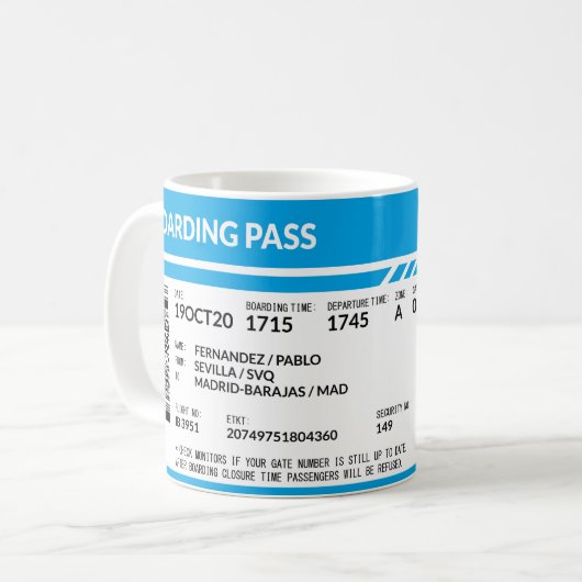 Boarding Pass (blue) コーヒーマグカップ (正面左)