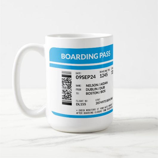Boarding Pass (blue) コーヒーマグカップ (左)