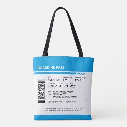 Boarding Pass (blue) トートバッグ (裏面)