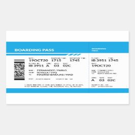 Boarding Pass (blue) 長方形シール