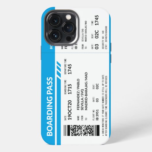 Boarding Pass (blue) iPhoneケース (裏面)