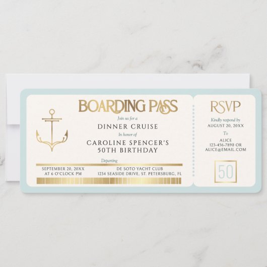 Boarding Pass Cruise Birthday 招待状 (正面)