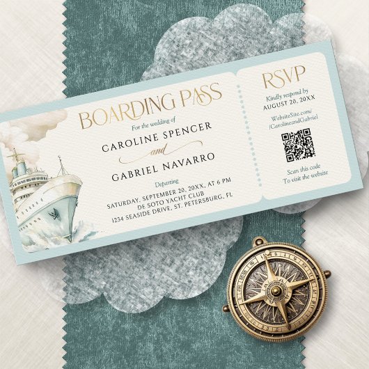 Boarding Pass Cruise Wedding Invitation 招待状