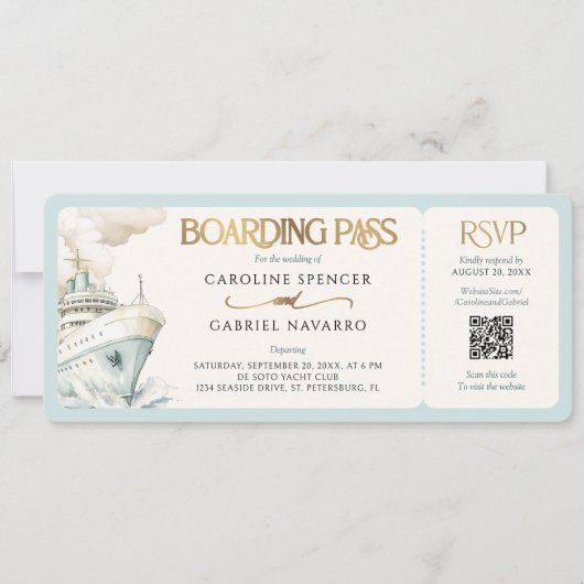 Boarding Pass Cruise Wedding Invitation 招待状 (正面)