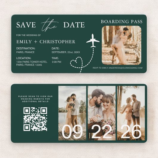 Boarding Pass Destination Save the Date QR Code