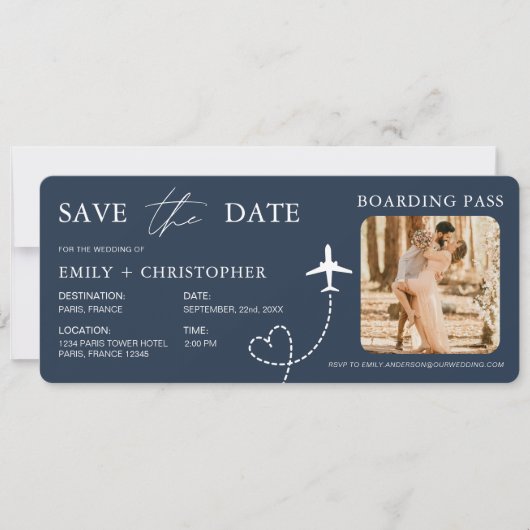 Boarding Pass Destination Wedding QR Code  (正面)