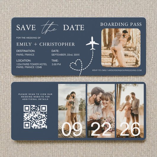 Boarding Pass Destination Wedding QR Code