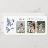 Boarding Pass Dusty Blue 3 Photos Wedding セーブザデート (裏面)