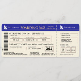 BOARDING PASS Flugticket Einladungskarte (blau) 招待状