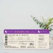 BOARDING PASS Flugticket Einladungskarte (lila) 招待状 (スタンド正面)