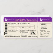 BOARDING PASS Flugticket Einladungskarte (lila) 招待状 (正面/裏面)