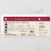 BOARDING PASS Flugticket Einladungskarte (rot) 招待状 (正面/裏面)