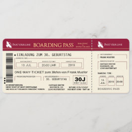 BOARDING PASS Flugticket Einladungskarte (rot) 招待状