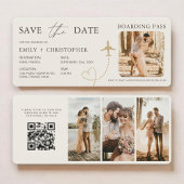 Boarding Pass Plane QR Code Save the Date