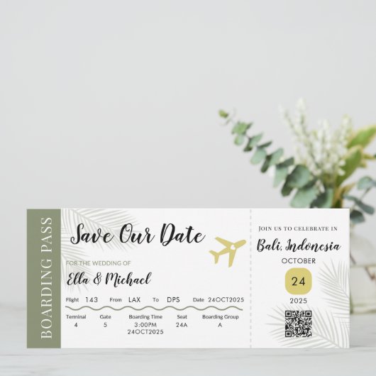 Boarding Pass Save the Date – Destination Wedding (スタンド正面)