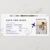Boarding Pass Save the Date | Destination Wedding  招待状 (正面/裏面)