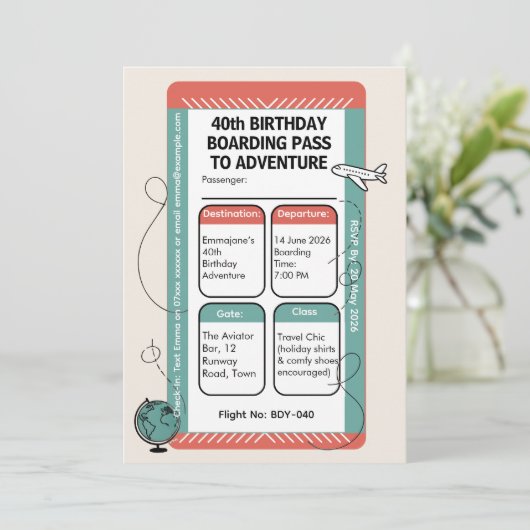 Boarding Pass to Adventure – Travel Themed 招待状 (スタンド正面)