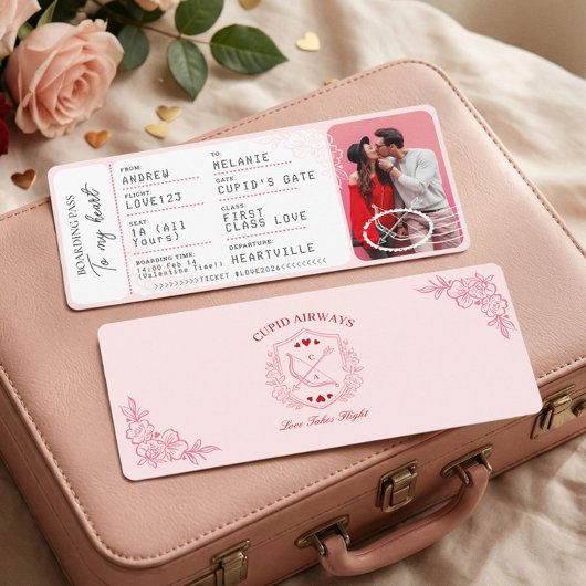 Boarding Pass To Love Plane Ticket Valentine's Day シーズンカード