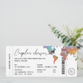 Boarding Pass Travel Themed Couple's Shower 招待状 (スタンド正面)