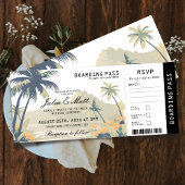 Boarding Pass Tropical Beach Wedding Ticket RSVP 招待状