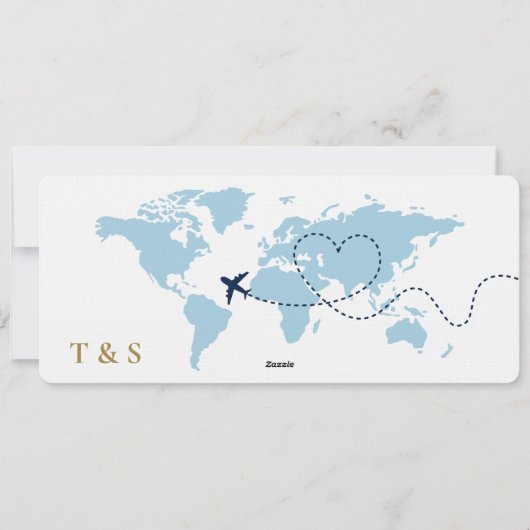 Boarding Pass Tropical Destination QR Code Wedding 招待状 (裏面)