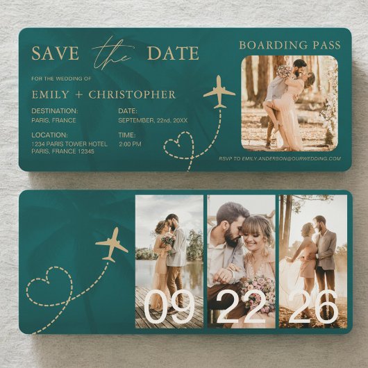 Boarding Pass Tropical Wedding Plane Ticket