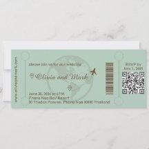 Boarding Pass Wedding Invitation – Sage & Beige