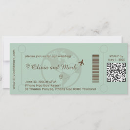 Boarding Pass Wedding Invitation – Sage & Beige 招待状