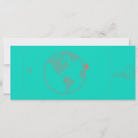 Boarding Pass Wedding Invitation – Teal & Coral (裏面)