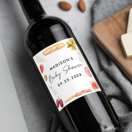 Boards and Bottles Charcuterie Baby Shower ワインラベル